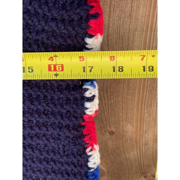 Handmade Crochet Patriotic Red White & Blue scarf with Fringe Detail - Picture 6 of 6